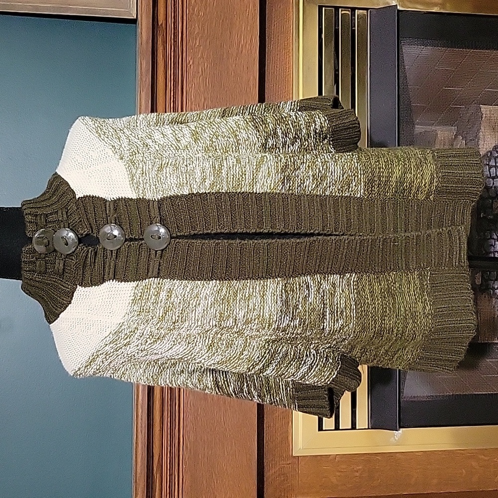 Allison Brittney Button Down Knit Shrug Shawl Sweater Size Medium